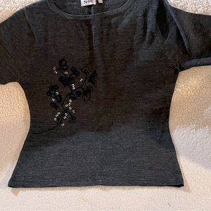 Dressy Grey/Black Top w/Embroidery